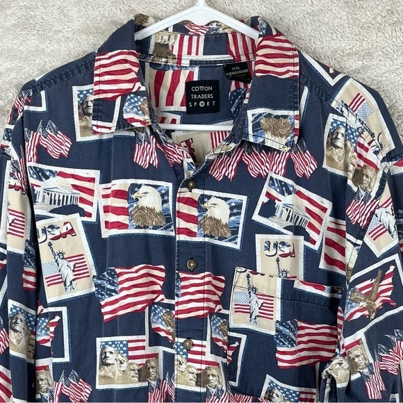 Vintage COTTON TRADERS SPORT Men's USA PATRIOTIC shirt XXL - Picture 15 of 15